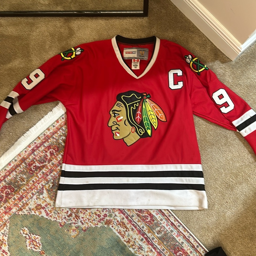 Vtg Bobby Hull CCM NHL Chicago Blackhawks Red Jersey Mns Sz 50